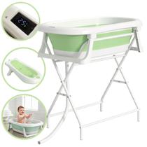 Banheira Para Banho Do Bebê Dobrável 2 Em 1 Com Termômetro E Suporte