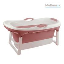 Banheira para Bebê e Adulto Retrátil Dobrável Tridimensional - Multmaxx, Rosa