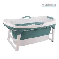 Banheira para Bebês e Adultos Retrátil Dobrável Tridimensional - Multmaxx, Azul
