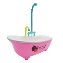 Banheira Para Boneca Com Chuveiro Baby Doll Bath A Pilha Rosa - DM TOYS