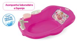 Banheira para Boneca Princesa Chuveirinho Sai Agua de Verdade Rosa