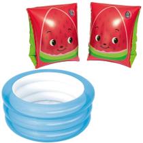 Banheira Piscina Infantil Infantil 80L + Bóia Braço Morango