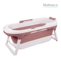 Banheira Portátil para Adulto 180 Litros Dobrável Multmaxx Com Massageadores De Pés MTX Rosa