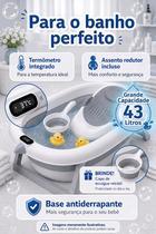 Banheira retrátil 43 Litros Cor Cinza e Branco com termômetro, Assento Redutor Recem Nascido Brinde Baldinho para Enxágue