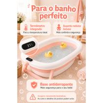 Banheira retrátil com termômetro Cor:Rosa e Branco Banheira retrátil com termômetro Cor:Rosa e Branco