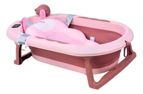 Banheira Retrátil Dobrável Para Bebê Com Termômetro Embutido E Cama Flutuante Macia