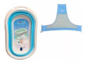 Banheira Retrátil P/ Bebê Silicone Dobrável com Rede Proteção - love