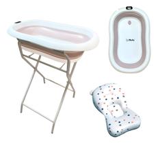 Banheira Tibaby Com Suporte Dobrável E Almofada Flutuante