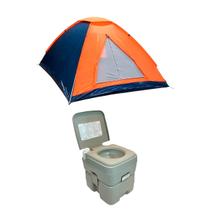 Banheiro Eco Camp 20L + Barraca Camping Panda NTK 3 pessoas Coluna D'água 600mm