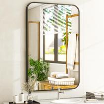 Banheiro Mirror Easy 50x70cm, retangular arredondado, preto