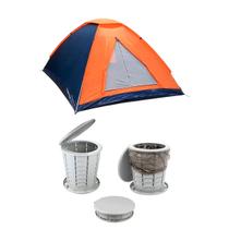 Banheiro Portátil Ecocamp Light 15L + Barraca Camping Panda NTK 3 pessoas Coluna D'água 600mm