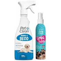 Banho a Seco + Limpa Patas Kit 2 em 1 para Cachorros e Gatos Pet Clean