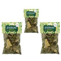 Banho de 21 Ervas Descarrego Umbanda Autoestima Ansiedade Tristeza Kit 3 Und