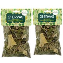Banho de 21 Ervas Umbanda Limpeza Proteção Espiritual Descarrego Forte Trabalho Amor Abrir Kit 2 Und