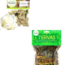 Banho de 7 Ervas Descarrego Abrir Caminhos Rosa Branca Amor Purificação Paz Kit