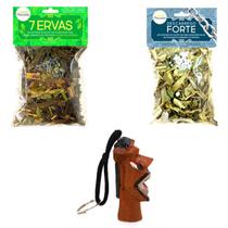 Banho de 7 Ervas Descarrego Forte Chaveiro Carranca Kit