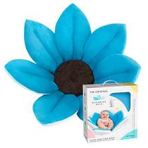 Banho de Flores - O Assento original de banho de flores para recém-nascidos - Ultrasoft, Banheira de Pelúcia para Bebês 0-6 Meses - Azul