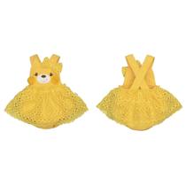 Banho De Sol Bebê Menina Suedine Bordado Amarelo Upi Uli