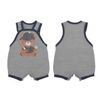 Banho de Sol Bebê Menino Urso Baseball Cinza Suedine Upi Uli