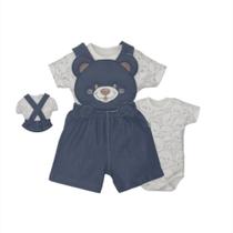 Banho De Sol Com Body Bebê Menina Azul Marinho Muriel Jeans Banho De Sol Com Body Bebê Menina Azul Marinho Muriel Jeans