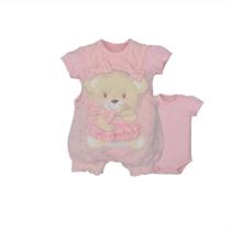 Banho De Sol Com Body Bebê Menina Plush Salmão Emanuely Ursa