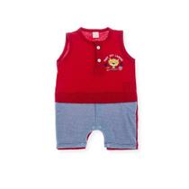Banho de Sol Curto Bebê Otolina Tigre Vermelho c/ Jeans Banho de Sol Curto Bebê Otolina Tigre Vermelho c/ Jeans