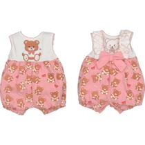 Banho De Sol Rosa Bebê Menina Suedine Estampado Urso Upi Uli