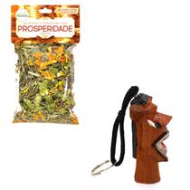 Banho Prosperidade Negócios Abertura de Caminhos Atrativo Chaveiro Carranca Kit