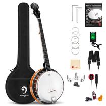 Banjo Vangoa de 5 cordas em tamanho real com ressonador Remo Head Mahogany Banjo Vangoa de 5 cordas em tamanho real com ressonador Remo Head Mahogany