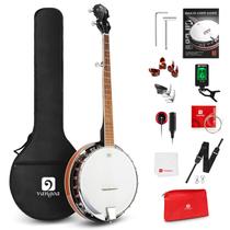 Banjo Vangoa de 5 cordas em tamanho real com ressonador Remo Head Banjo Vangoa de 5 cordas em tamanho real com ressonador Remo Head