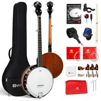 Banjo Vangoa VBJ-50 de 5 cordas em tamanho real com kit de ressonador marrom Banjo Vangoa VBJ-50 de 5 cordas em tamanho real com kit de ressonador marrom