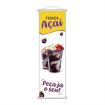 Banner Açaí Sorvete Banca Serviço Lona Branco 100X30Cm