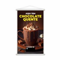 Banner Aqui Tem Chocolate Quente Preço Preto Lona Grande