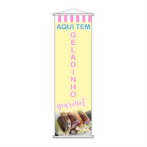 Banner Aqui Tem Geladinho Gourmet Lona Serviço 100X30Cm Banner Aqui Tem Geladinho Gourmet Lona Serviço 100X30Cm