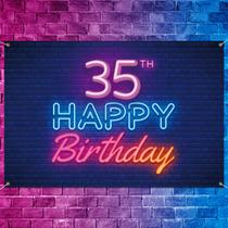 Banner Backdrop Glow Neon Happy 35º aniversário