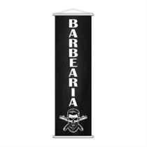 Banner Barbearia Barbeiro Barba Caveira Serviço 100X30Cm