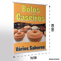 Banner Bolos Caseiros, Chocolate, Milho, Baunilha Sabores - Shop G Artes