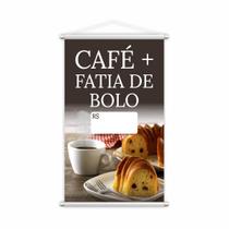 Banner Café Fatia De Bolo Cafeteria Preço Lona 60X40Cm