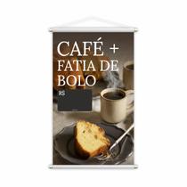 Banner Café Fatia de Bolo Preço Cafeteria Lona 80x50cm
