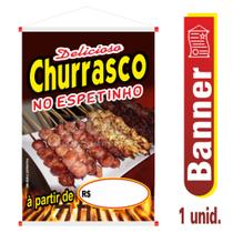 Banner Churrasco no Espetinho - Carrinho de Churrasco - 2 Tamanhos 40cm x 60cm e 60cm x 90cm