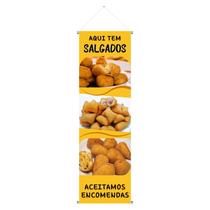 Banner Completo Salgados Lona 440g 30x100cm Completo