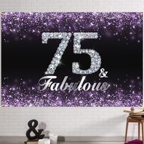 Banner de aniversário Backdrop HAMIGAR 75th Happy 75 & Fabulous
