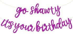 Banner de Aniversário BEISHIDA "Purple Go Shawty" - Decoração de Festa