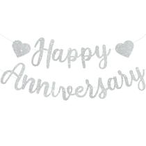Banner de aniversário BEISHIDA Silver Glitter Feliz Aniversário