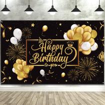 Banner de Aniversário Blulu - Preto e Dourado - 185x110cm