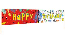 Banner de aniversário Cascbow Cartoon com tema de 3 m x 50 cm de poliéster