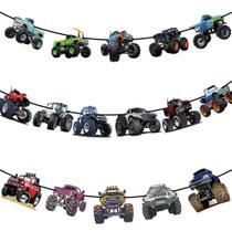Banner de aniversário CupaPlay Monster Truck, decorações de festa