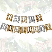 Banner de aniversário Fangleland Cheetah Feliz aniversário para mulheres
