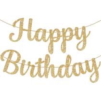 Banner de Aniversário KatChon - Glitter Dourado com 3m de Comprimento