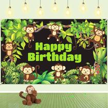 Banner de aniversário Monkey Jungle Safari Theme 180x110cm Banner de aniversário Monkey Jungle Safari Theme 180x110cm